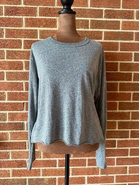 THE GREAT The Long Sleeve Crop Tee Gray Women's, Size 1